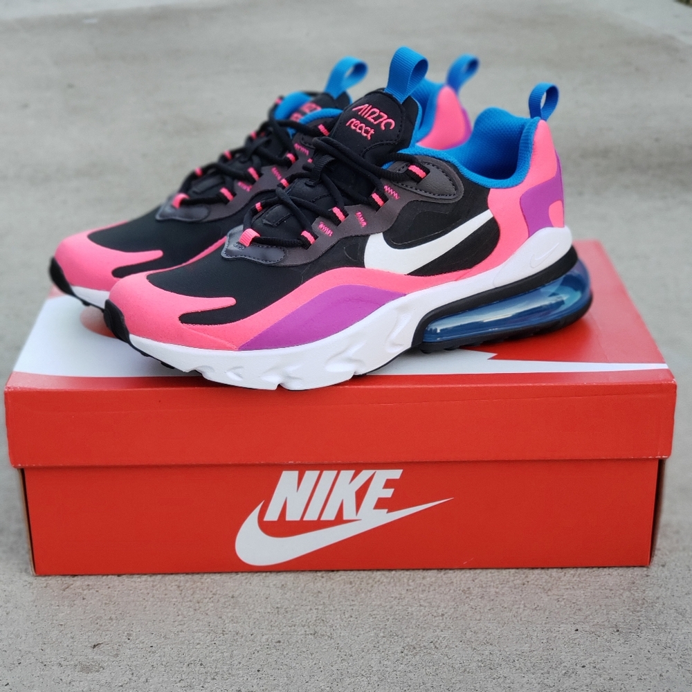 Nike Air Max 270 React White Black Women's Shoes - Picture 4 of 10